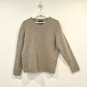 Women's Black Brown 1826 Soft Comfy Neutral Tan Lambswool Sweater Pullover Sz L